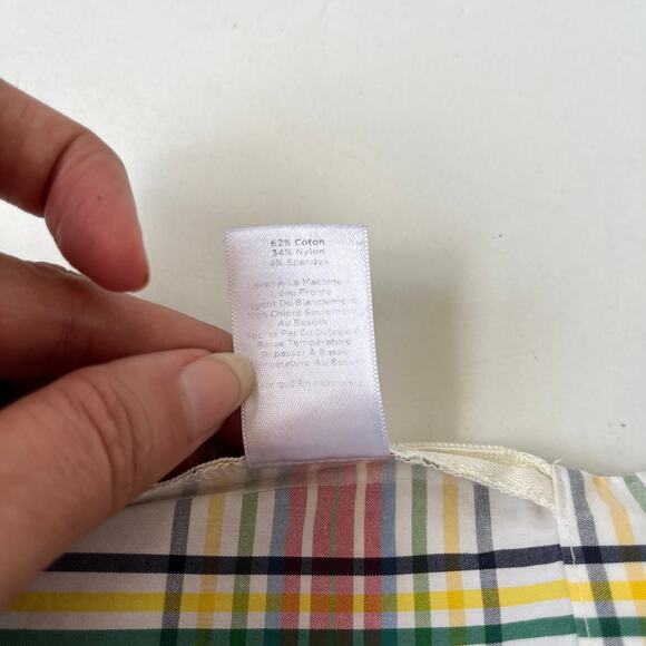 Talbots Plaid Bell Sleeve Womens Top Small Petite White Ruffles Academia Preppy - Picture 12 of 16